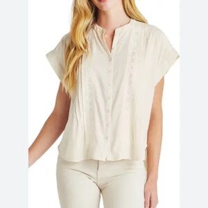 Splendid Paloma Pintuck Lace Top Ivory Size M